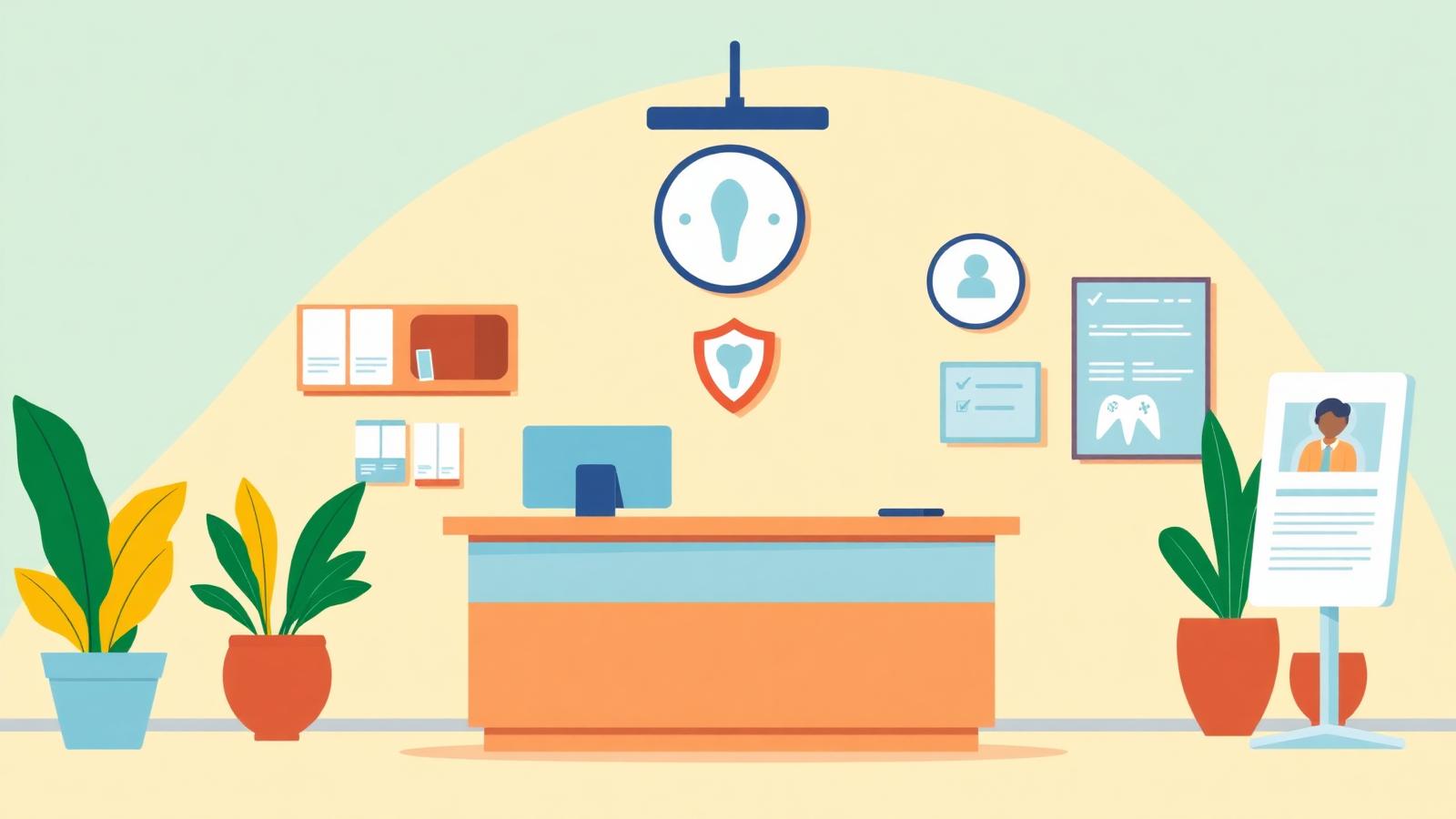 Clinic front desk with privacy shield